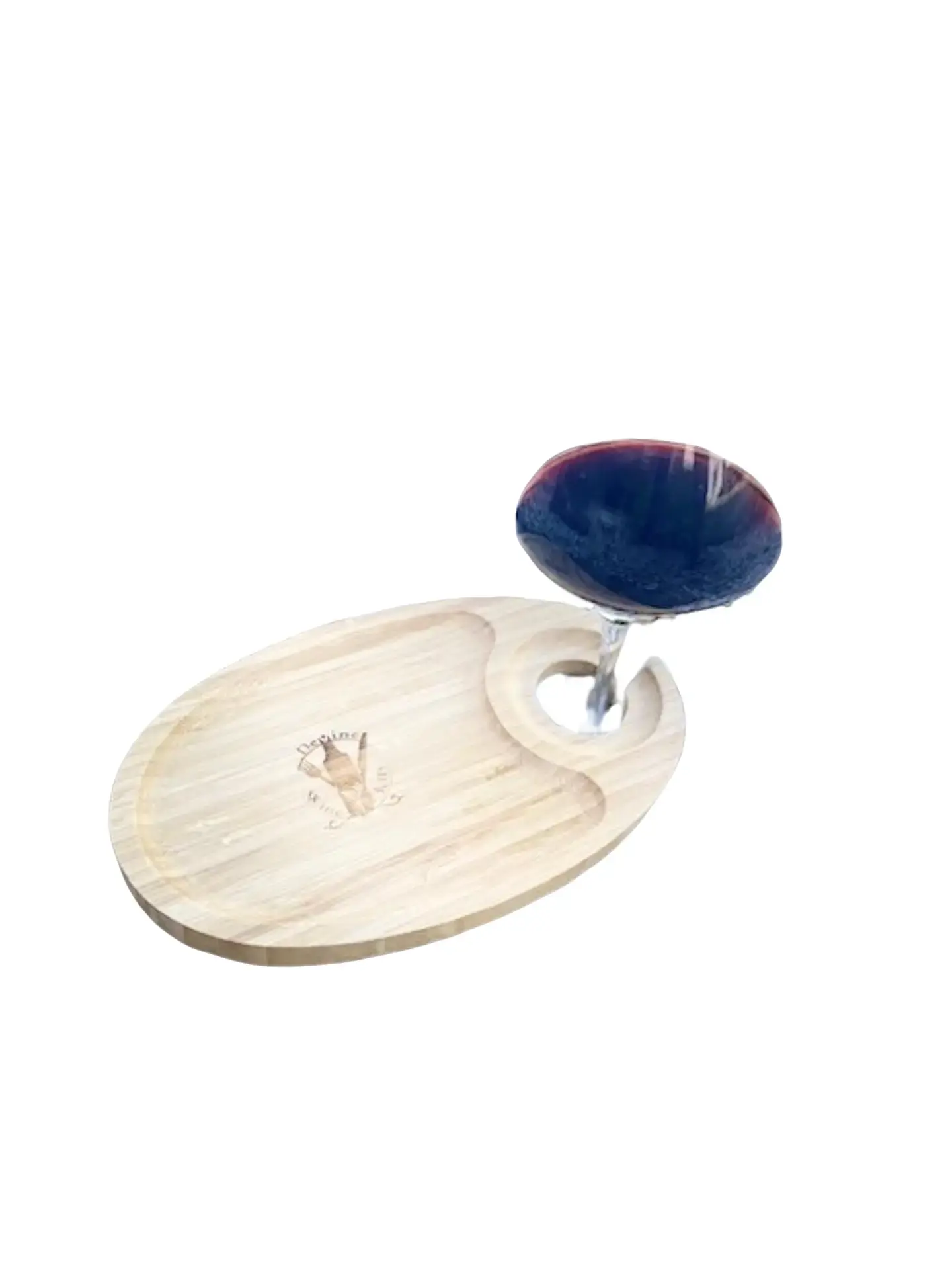 DeVineWare Bamboo Appetizer plate w/slanted wine glass