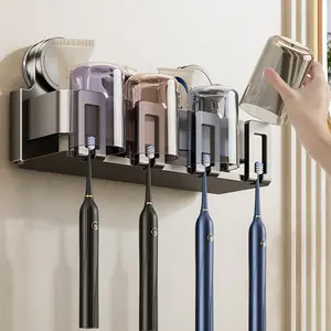 No Drill Suction Cup Toothbrush Holder Wall Mount Durable ABS Plastic and Carbon Steel Design Quick Installation Bathroom Organizer Durable Plastic Design