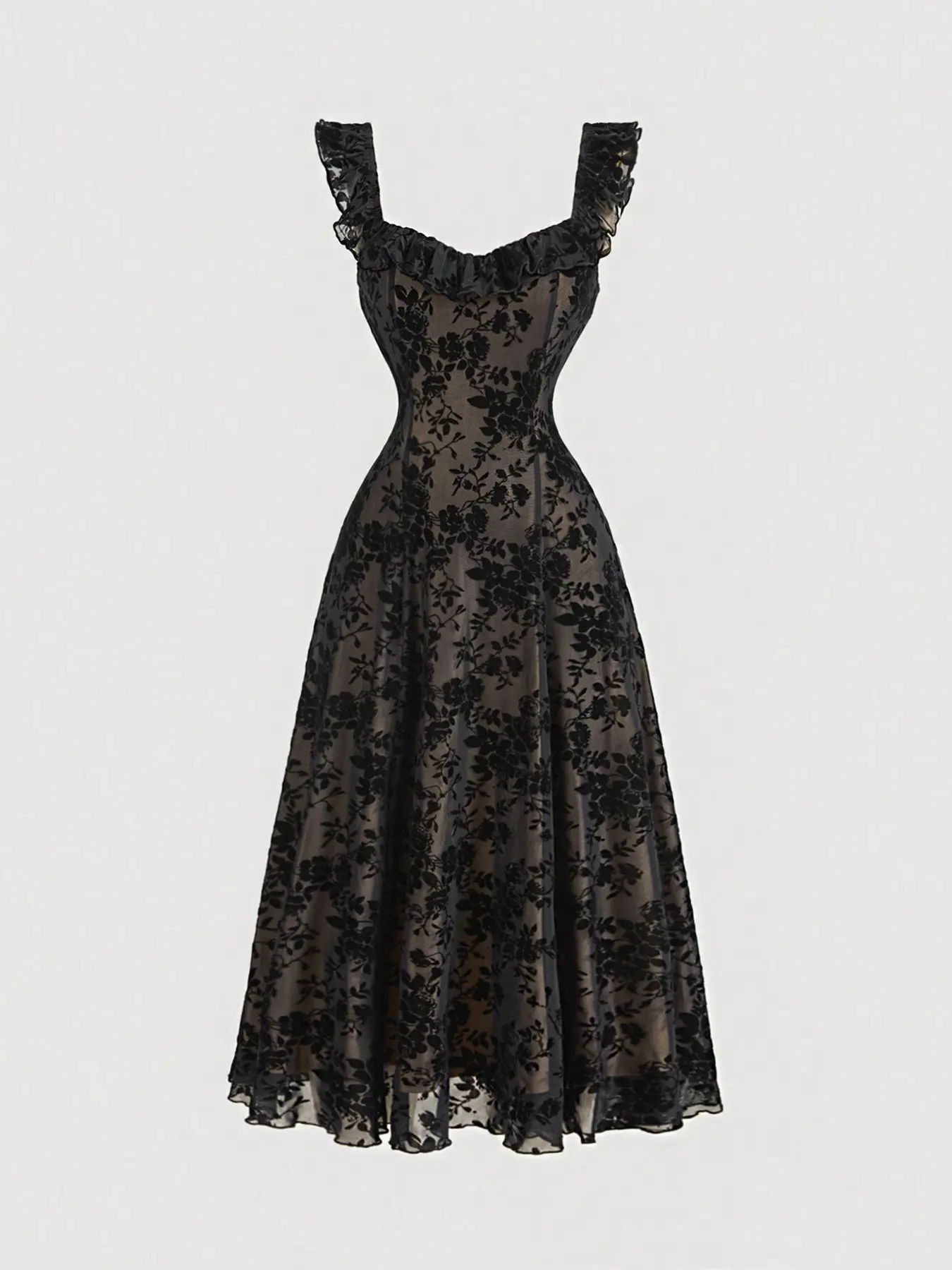Women's Lace Sleeveless Dress, Elegant Formal Party Sexy Backless Mesh Floral Print Chic Sheer Gown Fashion Summer Maxi Dress, Casual V Neck Gothic Y2K Feminine Elegance Dress, Womenswear