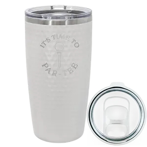 Personalized Its time to Partee 20 oz Tumbler with Golf Dimples - White