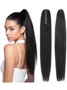 Claw Clip Ponytail Extension Synthetic Hair, Long Straight Fake Hair, Invisible Realistic Design for Daily Use, Synthetic Hairpieces