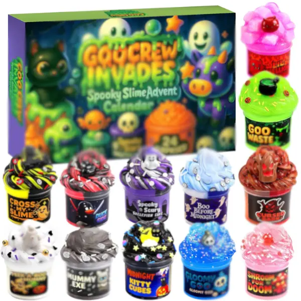Halloween Slime Advent Calendar 2025 Teen Girls | 24 Days Halloween Countdown Kit with Cute Slime Monster Collectible Holiday Gifts for Kids Teens Boys