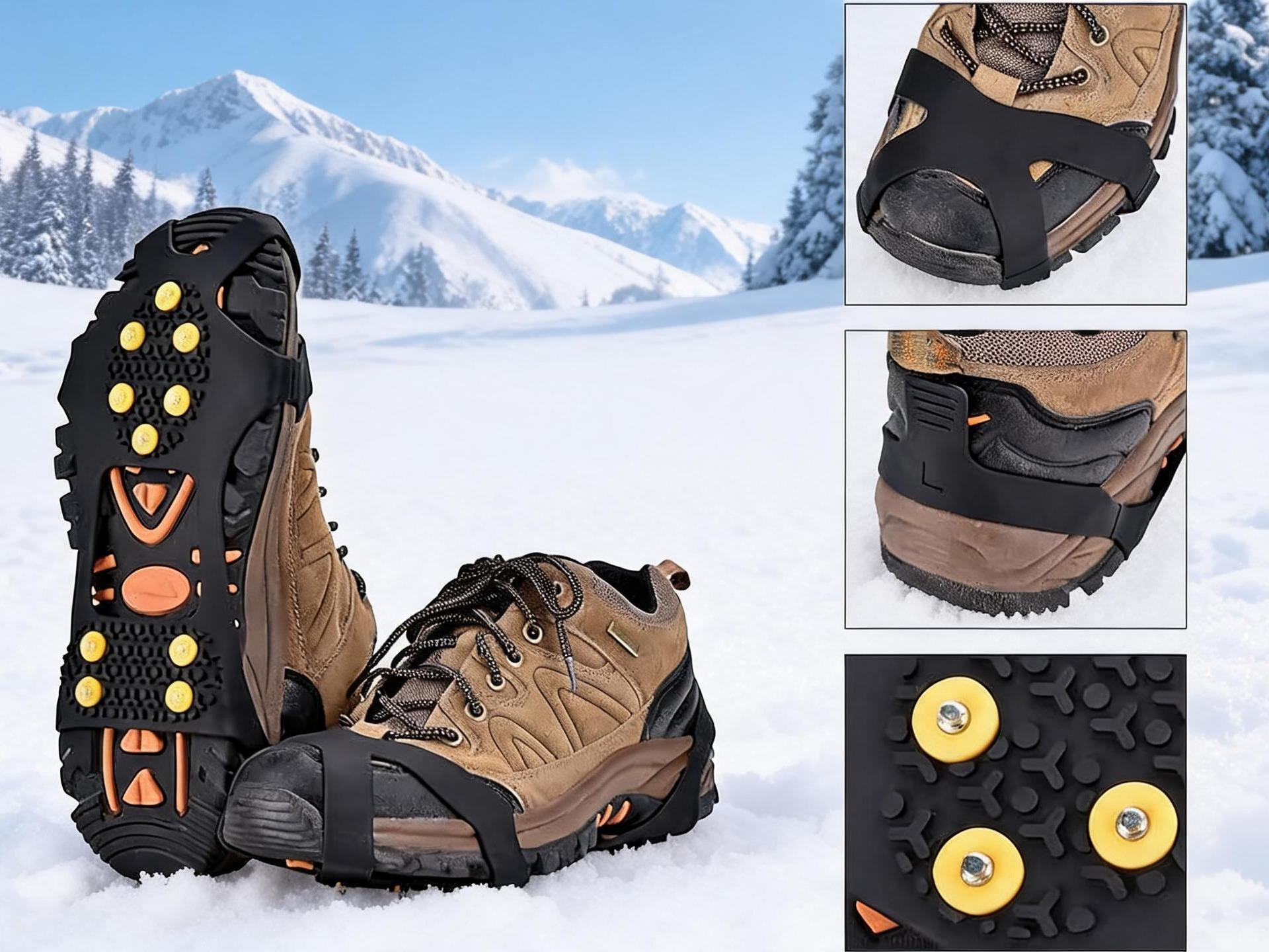 Portable Ice Cleats for Winter Sports,Ice Snow Anti-Slip Cleats, Stretch Over-Shoe Traction Spikes for Winter Shoes and Boots