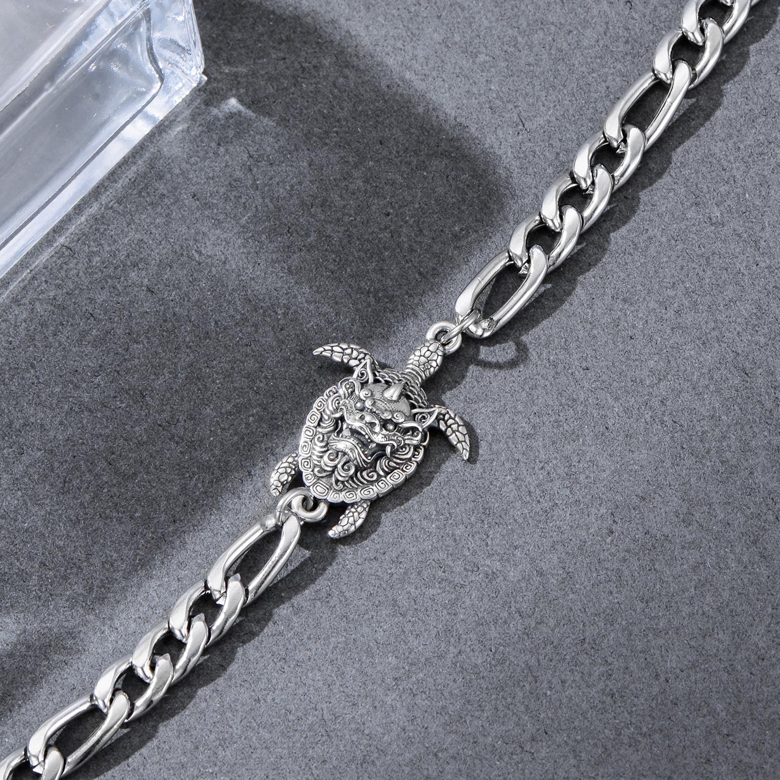 MEIDERBO Dream Chaser Pixiu Turtle Bracelet 925 Sterling Silver Wealth Protector Pendant Bella Chain Adjustable Double Chain Lucky Jewelry