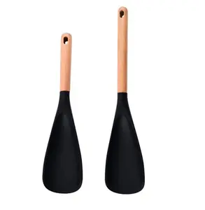 Silicone Cooking Spoon with Wooden Handle – Durable, Non-Stick, Perfect for Mixing, Scooping & Everyday Cooking
