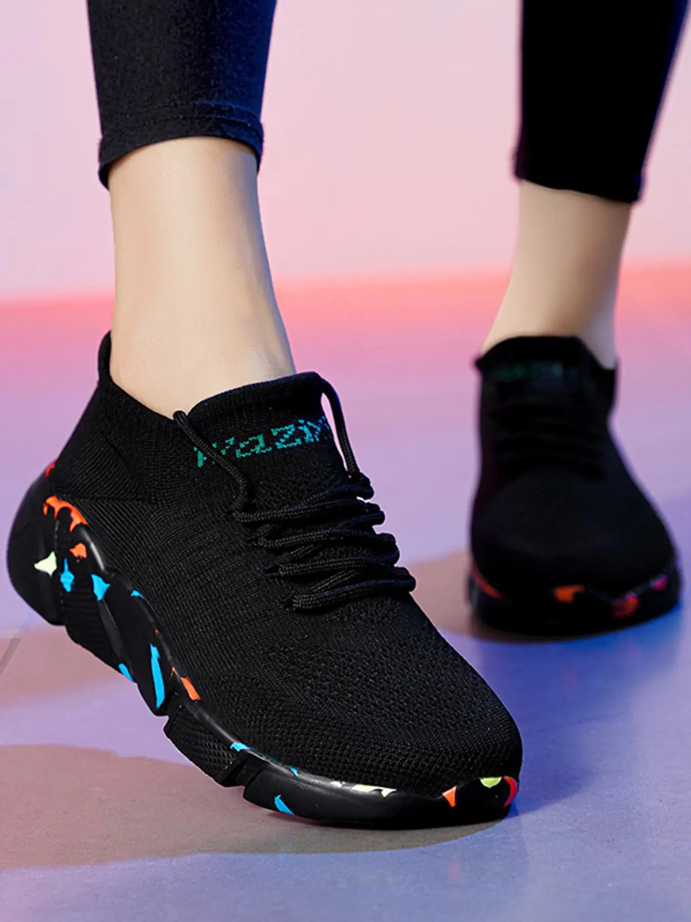 Women's Summer Colorblock Lace Up Front Low Top Mesh Sneakers, Casual Sporty Breathable Comfortable Running Sports Shoes, Athletic Training Walking Sh