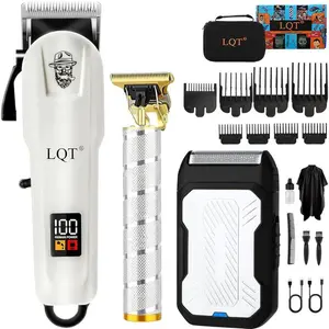 Hair Clippers & Trimmer Grooming Kit, Cordless Rechargeable Hair Cutting Set with LED Power Display, Detail Trimmer, Electric Shaver, Multiple Guide Combs, Barber Cape,  Storage Bag & Full Accessories - Professional Barber Supplies & Home Haircut for Men,