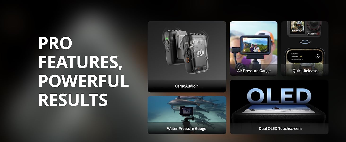 DJI Osmo Action 5 Pro Standard Combo, Waterproof Action Camera with 1/1.3" Sensor, 4K/120fps Video, Subject Tracking, Stabilization, Dual OLED Touchscreens, Ideal for Sports, Vlog