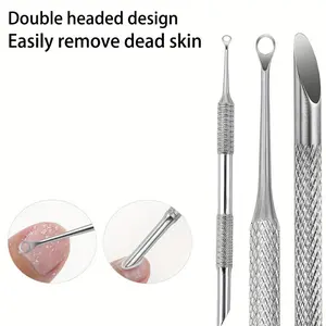 1/2pcs stainless steel cuticle push rod nail care tool, multifunctional dead skin remover, Callus Remover Tool, portable and durable, foot repair and nail file
