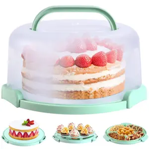 Cake Carrier with Lid and Handle, BPA-Free Cake Containers Cake Holder for 10 inch Cake with 2 Handles Cupcake Carrier - Plastic Cover Two Sided Base for Transport Pies Nuts Fruit Perfect Gift
