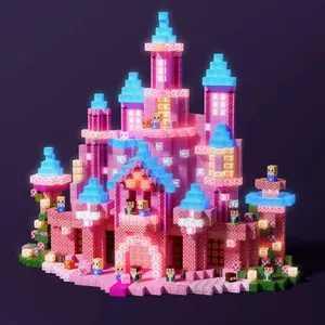 200 PCS Pink Magnetic Tiles Castle Building Blocks Set | Light-Up Princess Magnetic Cubes STEM Montessori Toys for Kids Ages 3-5 4-8 | 3D Creative Construction Learning Toys, Princess Castle Theme, Creative Christmas Birthday Gifts for Boys & Girls.