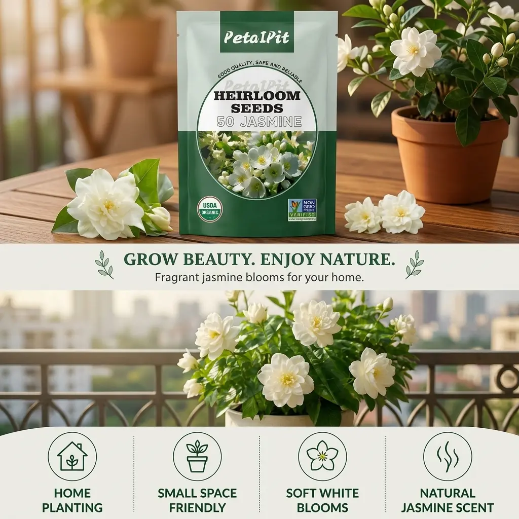 For 50 Non-GMO Climbing Silver Jasmine Seeds - Aromatic Evergreen