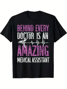 Medical Assistant & Doctor Support Knit Cotton T-Shirt - Regular Fit Adult Crew
