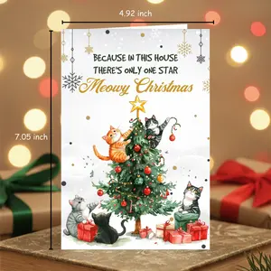 Christmas Card for Cat Lover, Cute Cat Christmas Cards with Festive Cats Design, Premium Envelope, Cats Themed Holiday Greeting