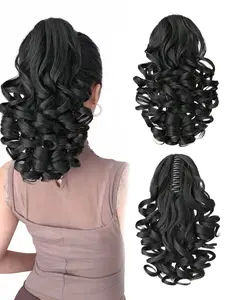 14inch Curly Wave Clip in Ponytail Synthetic Curly Wavy Extensions High-Temperature Fiber, Elegant and Durable, Suitable For Women To Wear On Christmas, Halloween, Music Festivals And Daily Use, Wavy Synthetic Hairpiece