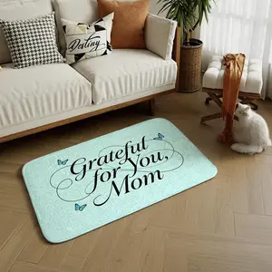 "Grateful for You, Mom" Doormat, Single - sided Pattern, Multiple Specifications Available, Soft Fabric, Ideal for Home Entrance, Delicate Butterflies Design, Warm Mother's Day Gift