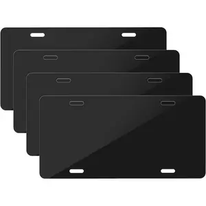 4 count Blank Metal Automotive License Plate Plates Tag for Custom Design Work (Black)