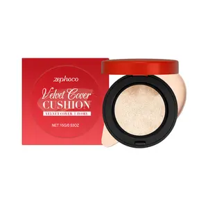 Zephoco Velvet Cover Cushion Ivory White Moisturizing Concealer Lightweight Long-lasting Skin Tone Correction Hydrating Formula