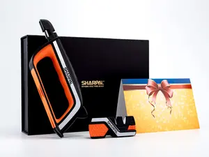 SHARPAL Pocket Knife Sharpener & Garden Tool Sharpener, Sharpening Straight and Serrated Knives, Lawn Mower Blade, Axe, Pruners, Shears, Scissors, Combo Gift Pack w/Greeting Card