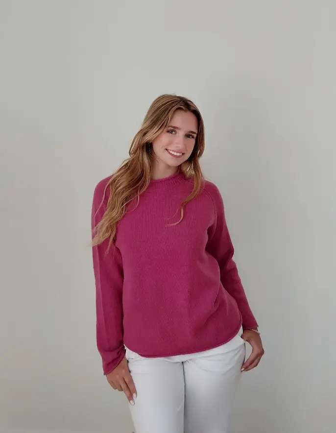 100% Wool Relax Fit Fuschsia Sweater