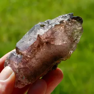 3.2in 112g Smoky Amethyst Quartz Crystal Elestial, Specular Hematite, Zimbabwe ae1