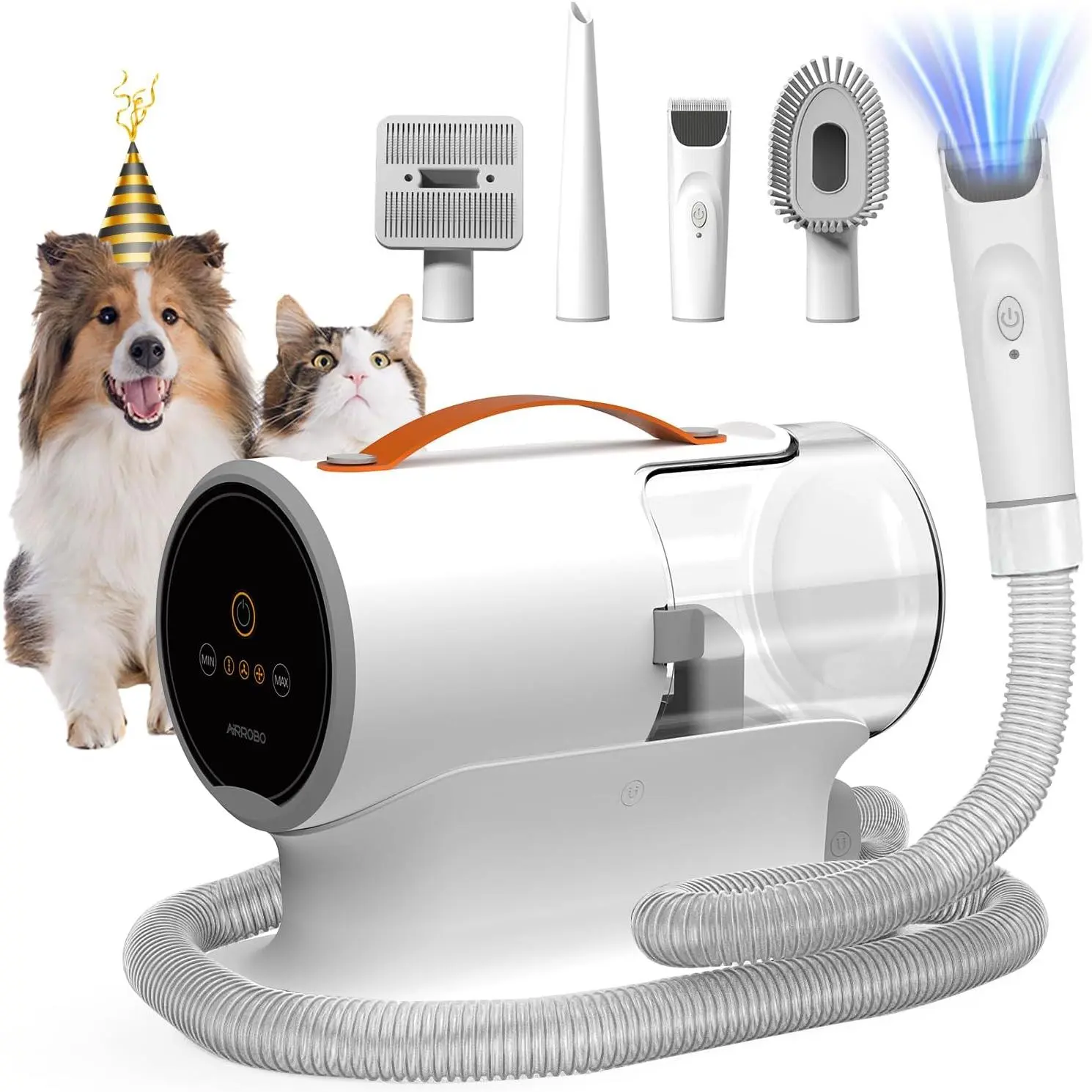 AIRROBO Pet Vacuum for Dog Grooming, 12000Pa Strong Shedding Hair Vacuum, Quiet Grooming Kit with 2L Large Capacity, PG100
