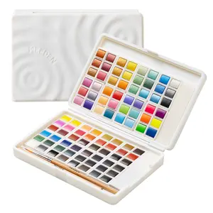 MEEDEN Art Watercolor Paint Set, 48/96 Vivid Colors in Portable Box, Detail Paint Brush Included, Gift