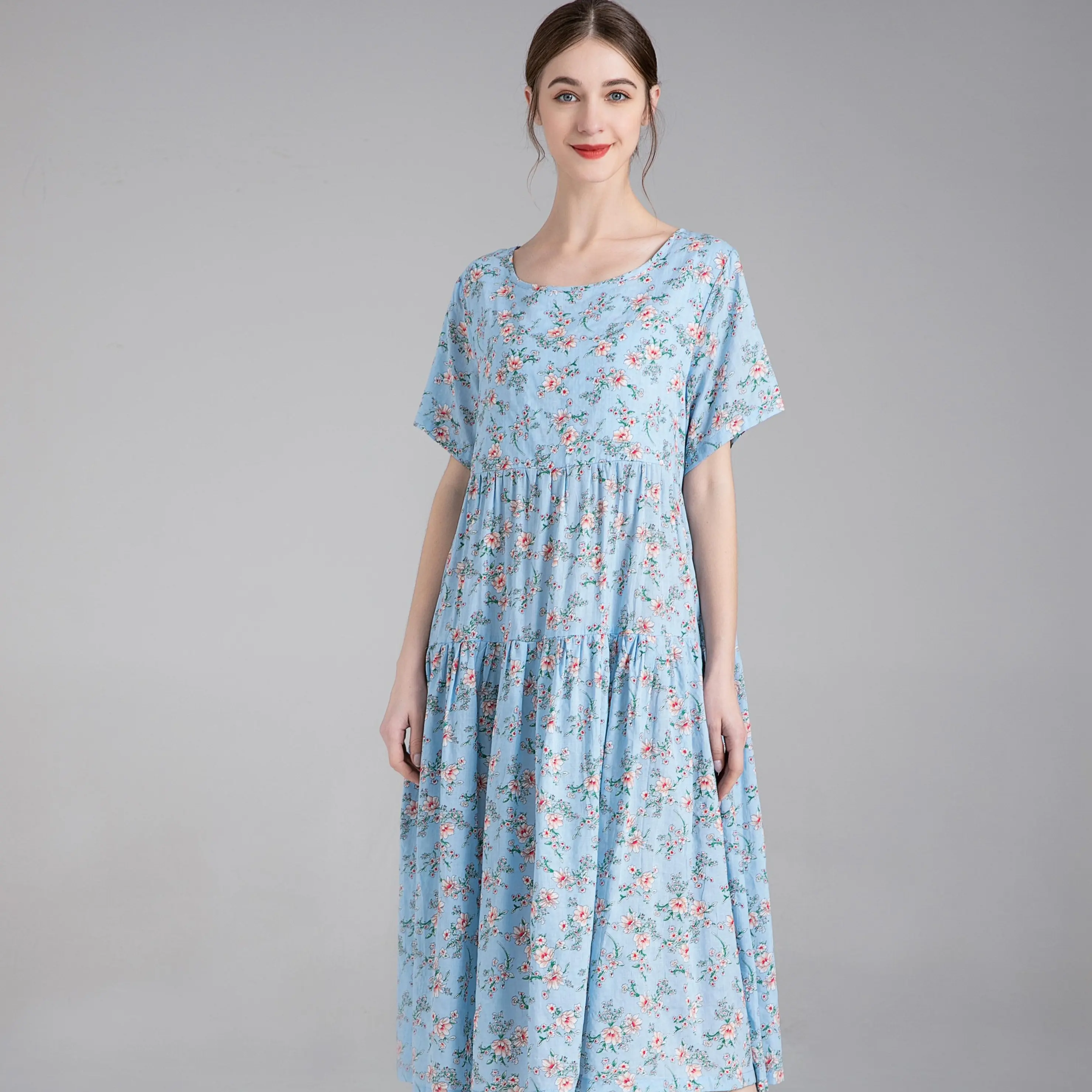 slim fit dress slacks 1950s Floral Flare Sleeve Swing Dress main image 1