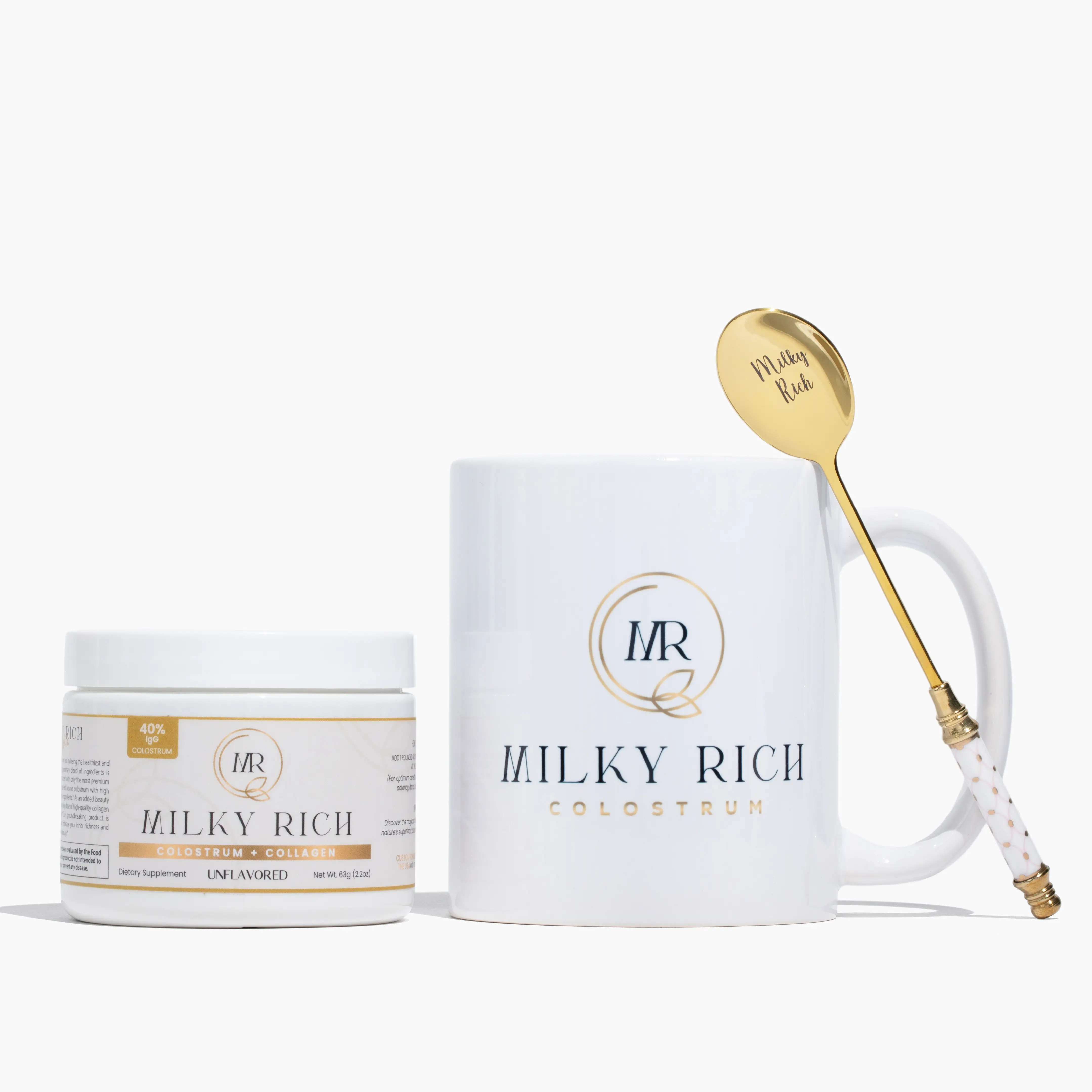 Milky Rich Colostrum + Collagen Dietary -30-Day | Unflavored, 40% IgG | Smooth Skin, Immunity, Gut Health, Hair, Joint | Superfood Supplement Wellness