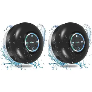 Mini Bluetooth Shower Speaker with LED light, Portable IPX4 Waterproof, Hands-Free Speakerphone. Rechargeable Using Micro USB, Wireless Stereo for Beach, Shower & Home