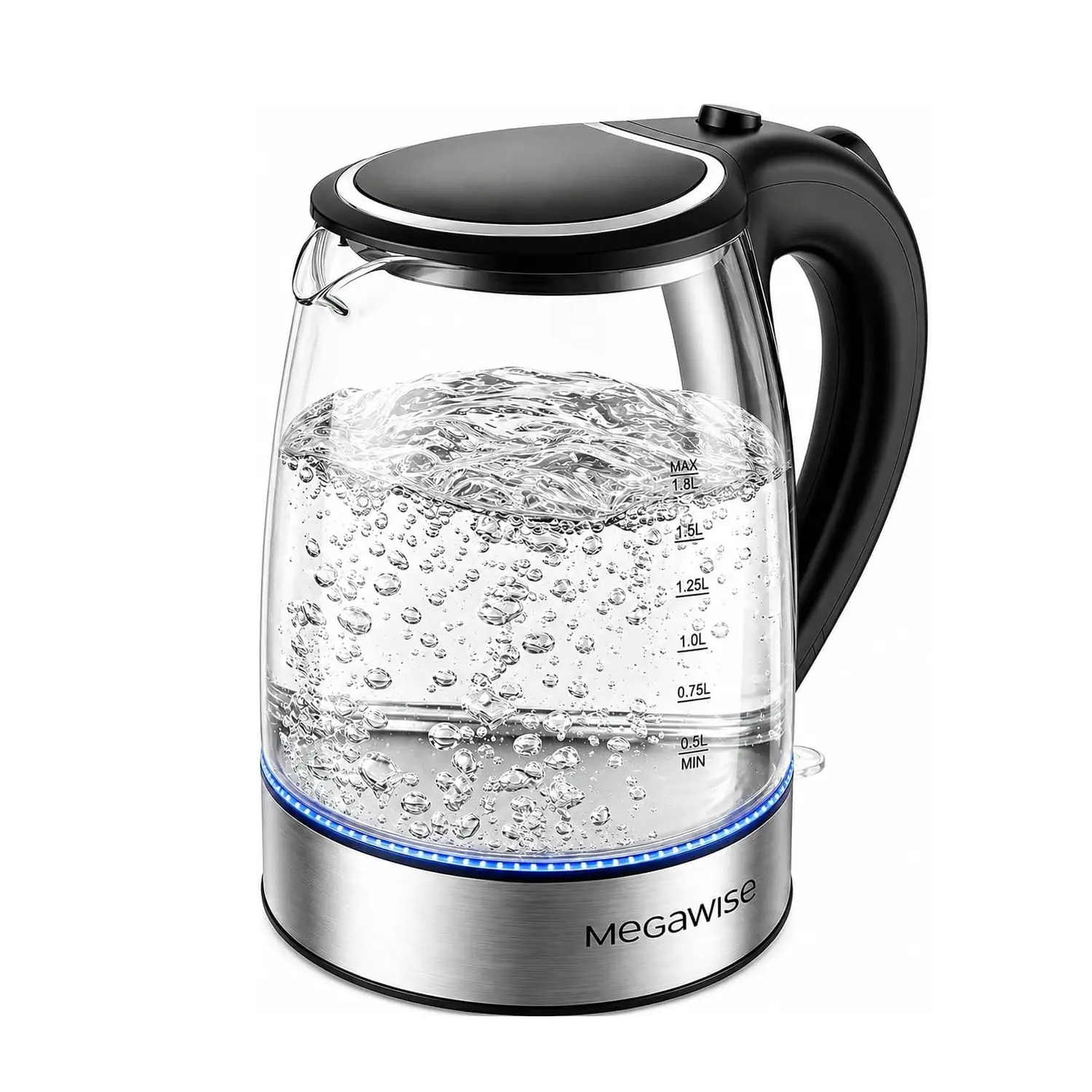 Megawise Electric Glass Kettle with Auto Shut-Off (1.8L)