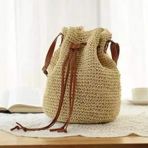 Crochet Raffia Backpack made of Straw with Magnetic Clasp