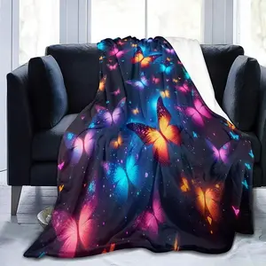 1pc Large Flannel Blanket - Soft Warm All-Season Luxury Bedspread/Throw - Deep Purple, Pink, Orange, Golden, Teal - Washable Home, Office, Travel - Birthday, Housewarming, Wedding - Modern Decorative Bedspread