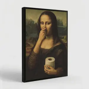 Funny Mona Lisa Bathroom Poster Wall Art Vintage Decor Parody Art Print Humorous Poster Eco-Friendly Material Fade-Resistant Waterproof UV-Protected Vibrant Colors - Decoration