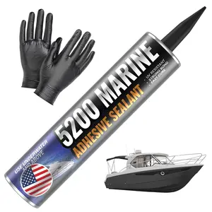 Marine Sealant Fast-Cure High-Bond UV-Resistant Underwater Adhesive Sealant for Boats Hulls Decks RVs White 10 oz with Gloves and Nozzle