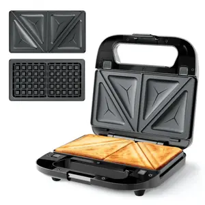 2 In 1 Sandwich & Waffle Maker, Removable Non-Stick Plates, Electric Panini Press Grill, Cool-Touch Handle, LED Light, Easy Clean, 750W, For Home & Kitchen
