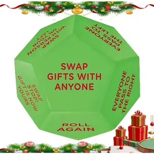 Santa Swap Gift Exchange Dice - 2026 Edition, 12 Unique Sides for Endless Holiday Fun, Oversized 3x3x3in High-Density Food-Grade PU, Perfect for Family Gatherings and Office Parties(Green A)