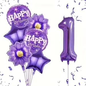 9-Piece Birthday Balloon Set, Includes 32-Inch Number Balloons, Star, Sunflower Balloons, Perfect for Party Decorations