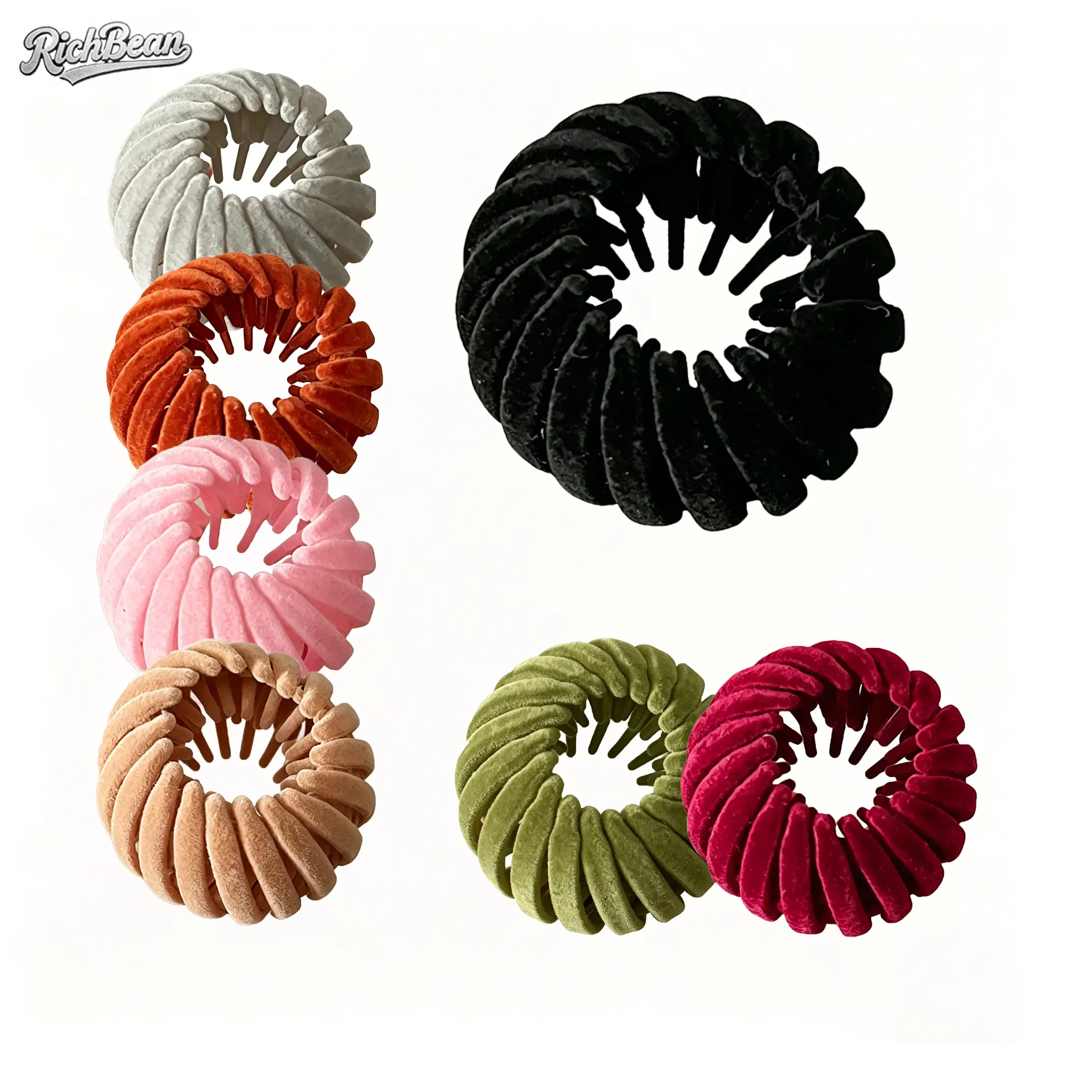 3Pcs/7Pcs Women's Velvet Magic Bun Maker | Expandable Bird's Nest Ponytail Holder & Lazy Bun Styling Clip | No-Pull Bun Styling Tool For Thick & Fine Hair | Coquette Aesthetic Hair Accessory | Ballet-Core, Fresh Girly, Vintage, And Everyday Hairstyles