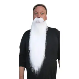 Long White Beard and Mustache Set Wizard Gnome Dwarf Costume Faux Beard