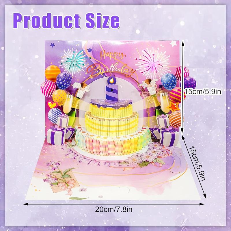 Pop-Up Musical Birthday Card with LED Lights, 3D Cake & DIY Age Number – Sings ' Happy Birthday', Fireworks & Balloons Design Music Pop-Up Card | Surprise Gift for Him, Her, Kids, Friends