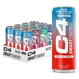 (A)C4 Smart Energy Variety Pack – Sugar Free Nootropic Performance Fuel & Brain Booster Drink, Coffee Alternative, 12 Pack, 4 Berry Flavors