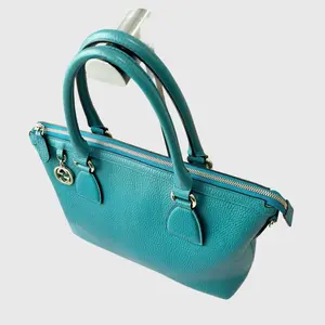 Pre-owned GUCCI GG Leather Shoulder Bags Gucci Interlocking G Medium Shoulder Bag in Teal Leather