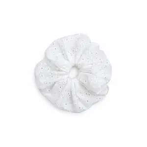 White Eyelet Lace Oversized Scrunchie