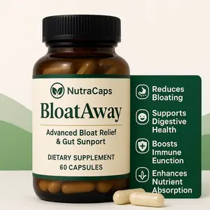NutraCaps BloatAway - 3-in-1 Vegan Bloat Relief Pills | Gut Health, Digestive Enzymes, Herbal Blend | 60 Capsules