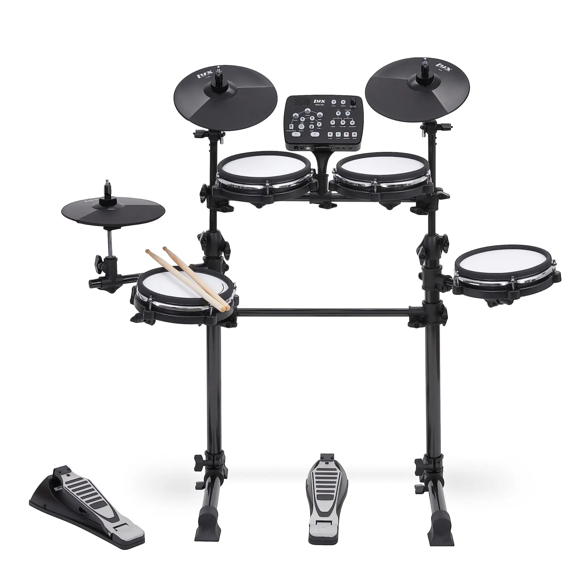 LyxJam 7-Piece Pro Electronic Drum Set, Percussion Instrument with Real Mesh Fabric Drum Pad, Included Drumstick & Cymbal
