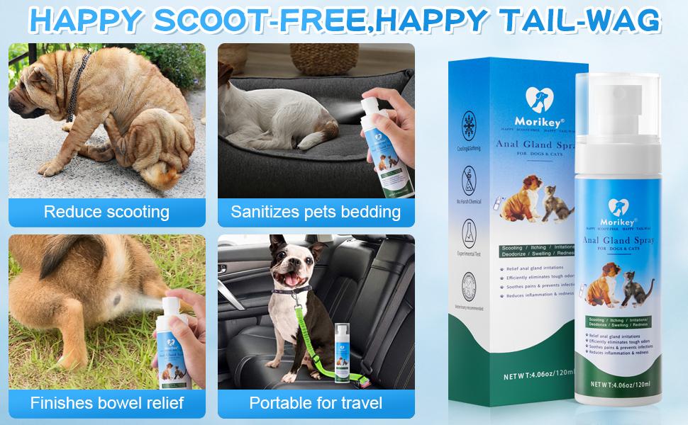 MORIKEY Pet Gland Care Spray for Dogs Cats Gland Support Helps Reduce Scooting Odor Control Gentle Pet Hygiene Daily Care