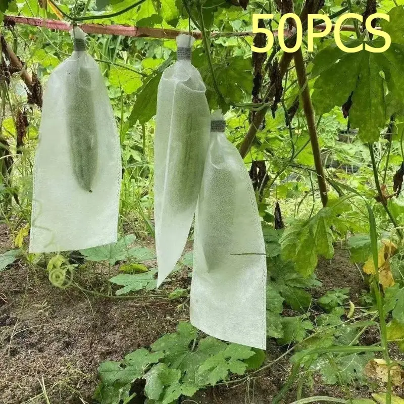 50pcs Pest-Proof Breathable Net Bags, Durable Non-Woven Fabric, Bird & Insect Protection, Home Garden Fruit Veggie Guards