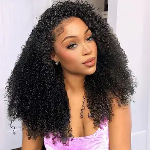 [3 IN 1 Half Wig]  20 22 Inch Half Wig Human Hair Curly Glueless Wig Ready to Wear Invisible Hairline Wigs Seamless Flip Over With Drawstring Wig For Women No Glue No Lace