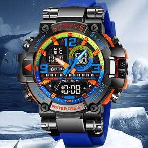 Men's Colorful Punk Style Quartz Watch, Multi.Functional Waterproof Dual Display Wristwatch, TrendyFashion Sport Watch, Birthday Gift with Gift Boxfashionable wristwatch multifunctional men luminous hand